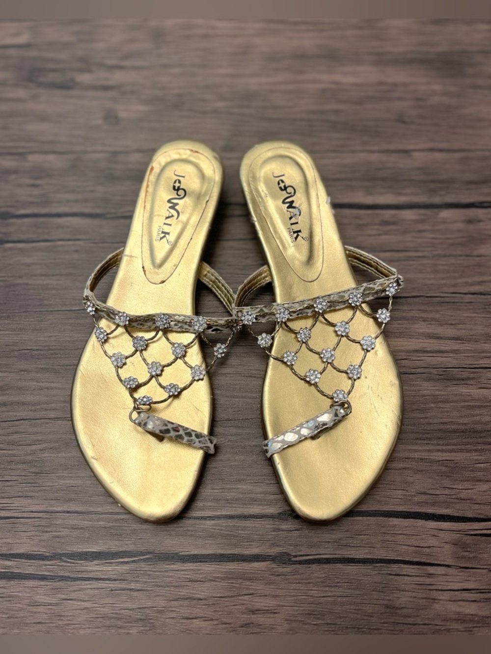 JoWalk Paris Gold Embellished Sandals